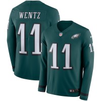 Men's Philadelphia Eagles #11 Carson Wentz Midnight Green Team Color Men's Stitched NFL Limited Therma Long Sleeve Jersey