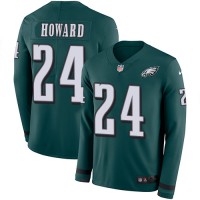 Nike Philadelphia Eagles #24 Jordan Howard Midnight Green Team Color Men's Stitched NFL Limited Therma Long Sleeve Jersey