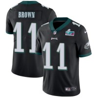 Nike Philadelphia Eagles #11 A.J. Brown Black Alternate Super Bowl LVII Patch Men's Stitched NFL Vapor Untouchable Limited Jersey