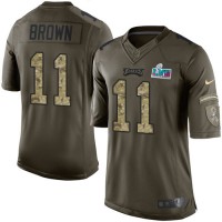 Nike Philadelphia Eagles #11 A.J. Brown Green Super Bowl LVII Patch Men's Stitched NFL Limited 2015 Salute to Service Jersey