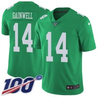 Nike Philadelphia Eagles #14 Kenneth Gainwell Green Men's Stitched NFL Limited Rush 100th Season Jersey