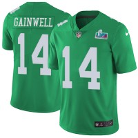 Nike Philadelphia Eagles #14 Kenneth Gainwell Green Super Bowl LVII Patch Men's Stitched NFL Limited Rush Jersey