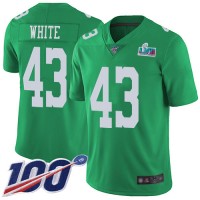 Nike Philadelphia Eagles #43 Kyzir White Green Super Bowl LVII Patch Men's Stitched NFL Limited Rush 100th Season Jersey