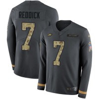 Nike Philadelphia Eagles #7 Haason Reddick Anthracite Salute to Service Men's Stitched NFL Limited Therma Long Sleeve Jersey
