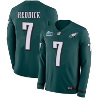 Nike Philadelphia Eagles #7 Haason Reddick Green Team Color Super Bowl LVII Patch Men's Stitched NFL Limited Therma Long Sleeve Jersey