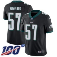 Nike Philadelphia Eagles #57 T. J. Edwards Black Alternate Men's Stitched NFL 100th Season Vapor Untouchable Limited Jersey