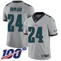 Nike Philadelphia Eagles #24 Jordan Howard Silver Men's Stitched NFL Limited Inverted Legend 100th Season Jersey