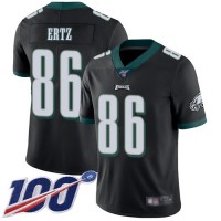 Nike Philadelphia Eagles #86 Zach Ertz Black Alternate Men's Stitched NFL 100th Season Vapor Limited Jersey