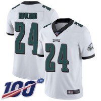 Nike Philadelphia Eagles #24 Jordan Howard White Men's Stitched NFL 100th Season Vapor Limited Jersey