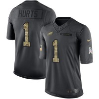 Nike Philadelphia Eagles #1 Jalen Hurts Black Men's Stitched NFL Limited 2016 Salute to Service Jersey