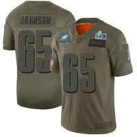 Nike Philadelphia Eagles #65 Lane Johnson Camo Super Bowl LVII Patch Men's Stitched NFL Limited 2019 Salute To Service Jersey