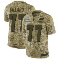 Nike Philadelphia Eagles #77 Andre Dillard Camo Super Bowl LVII Patch Men's Stitched NFL Limited 2018 Salute To Service Jersey
