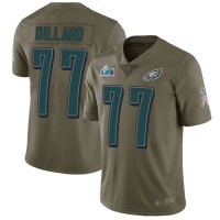 Nike Philadelphia Eagles #77 Andre Dillard Olive Super Bowl LVII Patch Men's Stitched NFL Limited 2017 Salute To Service Jersey