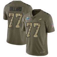 Nike Philadelphia Eagles #77 Andre Dillard Olive/Camo Super Bowl LVII Patch Men's Stitched NFL Limited 2017 Salute To Service Jersey