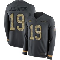 Nike Philadelphia Eagles #19 JJ Arcega-Whiteside Anthracite Salute to Service Men's Stitched NFL Limited Therma Long Sleeve Jersey