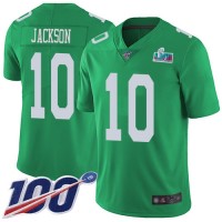 Nike Philadelphia Eagles #10 DeSean Jackson Green Super Bowl LVII Patch Men's Stitched NFL Limited Rush 100th Season Jersey