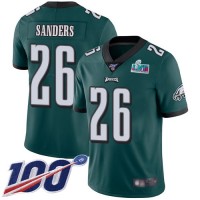 Nike Philadelphia Eagles #26 Miles Sanders Green Team Color Super Bowl LVII Patch Men's Stitched NFL 100th Season Vapor Limited Jersey