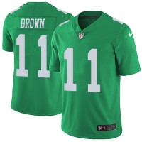 Nike Philadelphia Eagles #11 A.J. Brown Green Men's Stitched NFL Limited Rush Jersey