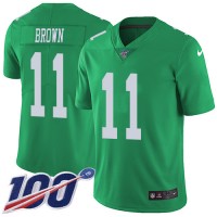 Nike Philadelphia Eagles #11 A.J. Brown Green Men's Stitched NFL Limited Rush 100th Season Jersey