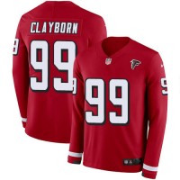Nike Atlanta Falcons #99 Adrian Clayborn Red Team Color Men's Stitched NFL Limited Therma Long Sleeve Jersey