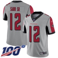 Nike Atlanta Falcons #12 Mohamed Sanu Sr Silver Men's Stitched NFL Limited Inverted Legend 100th Season Jersey