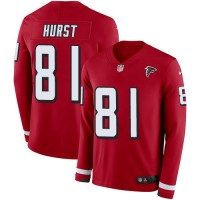 Nike Atlanta Falcons #81 Hayden Hurst Red Team Color Men's Stitched NFL Limited Therma Long Sleeve Jersey