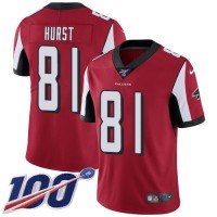 Nike Atlanta Falcons #81 Hayden Hurst Red Team Color Men's Stitched NFL 100th Season Vapor Untouchable Limited Jersey