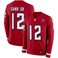 Nike Atlanta Falcons #12 Mohamed Sanu Sr Red Team Color Men's Stitched NFL Limited Therma Long Sleeve Jersey