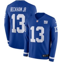 Men's New York Giants #13 Odell Beckham Jr Royal Blue Team Color Men's Stitched NFL Limited Therma Long Sleeve Jersey
