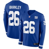 Men's New York Giants #26 Saquon Barkley Royal Blue Team Color Men's Stitched NFL Limited Therma Long Sleeve Jersey