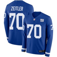 Nike New York Giants #70 Kevin Zeitler Royal Blue Team Color Men's Stitched NFL Limited Therma Long Sleeve Jersey