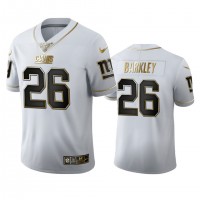 New York New York Giants #26 Saquon Barkley Men's Nike White Golden Edition Vapor Limited NFL 100 Jersey