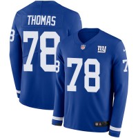 Nike New York Giants #78 Andrew Thomas Royal Blue Team Color Men's Stitched NFL Limited Therma Long Sleeve Jersey