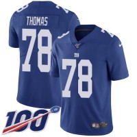 Nike New York Giants #78 Andrew Thomas Royal Blue Team Color Men's Stitched NFL 100th Season Vapor Untouchable Limited Jersey
