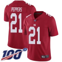 Nike New York Giants #21 Jabrill Peppers Red Men's Stitched NFL Limited Inverted Legend 100th Season Jersey