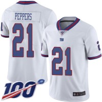 Nike New York Giants #21 Jabrill Peppers White Men's Stitched NFL Limited Rush 100th Season Jersey