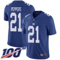 Nike New York Giants #21 Jabrill Peppers Royal Blue Team Color Men's Stitched NFL 100th Season Vapor Limited Jersey