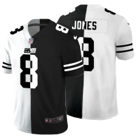 New York New York Giants #8 Daniel Jones Men's Black V White Peace Split Nike Vapor Untouchable Limited NFL Jersey