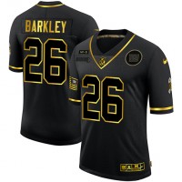 New York New York Giants #26 Saquon Barkley Men's Nike 2020 Salute To Service Golden Limited NFL Jersey Black