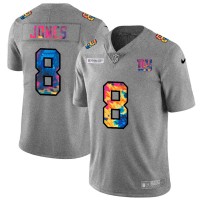 New York New York Giants #8 Daniel Jones Men's Nike Multi-Color 2020 NFL Crucial Catch NFL Jersey Greyheather