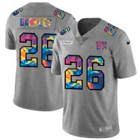 New York New York Giants #26 Saquon Barkley Men's Nike Multi-Color 2020 NFL Crucial Catch NFL Jersey Greyheather