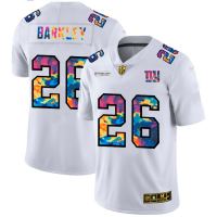 New York New York Giants #26 Saquon Barkley Men's White Nike Multi-Color 2020 NFL Crucial Catch Limited NFL Jersey