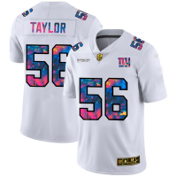 New York New York Giants #56 Lawrence Taylor Men's White Nike Multi-Color 2020 NFL Crucial Catch Limited NFL Jersey