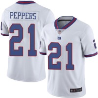 Nike New York Giants #21 Jabrill Peppers White Men's Stitched NFL Limited Rush Jersey