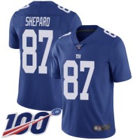 Nike New York Giants #87 Sterling Shepard Royal Blue Team Color Men's Stitched NFL 100th Season Vapor Limited Jersey
