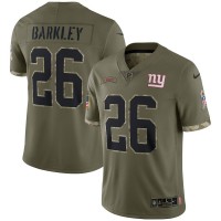 New York New York Giants #26 Saquon Barkley Nike Men's 2022 Salute To Service Limited Jersey - Olive