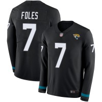 Nike Jacksonville Jaguars #7 Nick Foles Black Team Color Men's Stitched NFL Limited Therma Long Sleeve Jersey