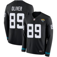 Nike Jacksonville Jaguars #89 Josh Oliver Black Team Color Men's Stitched NFL Limited Therma Long Sleeve Jersey