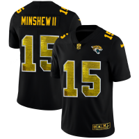 Jacksonville Jacksonville Jaguars #15 Gardner Minshew II Men's Black Nike Golden Sequin Vapor Limited NFL Jersey