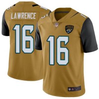 Nike Jacksonville Jaguars #16 Trevor Lawrence Gold Men's Stitched NFL Limited Rush Jersey